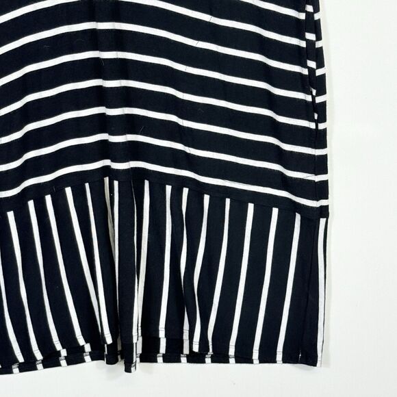 Soma Black White Stripe Drop Waist Short Sleeve Jersey Knit Dress Women's Large - Picture 3 of 6